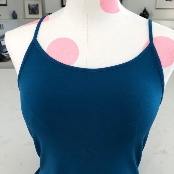 Bodycon Slip Midi Dress w Spaghetti Straps Teal Blue Sz 8 - no brand/fabric tag - Picture 5 of 11